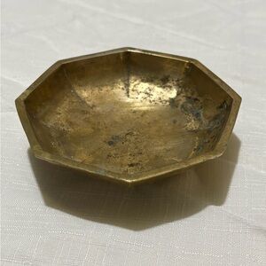 Vintage Brass Octagonal Decorative Accent Bowl